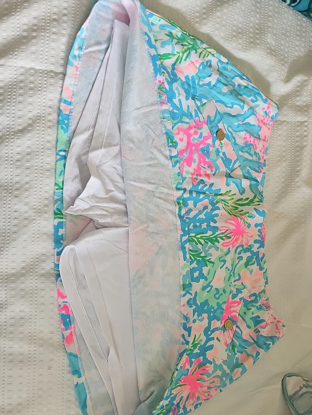 Lilly Pulitzer Pink, Aqua and Green Floral Print Skirt - Picture 4 of 6